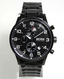 Hugo Boss Chronograph Black Dial Black Steel Strap Watch for Men - 1513180