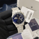 Maserati Ricordo Chronograph Blue Dial Silver Steel Strap Watch For Men - R8873633001