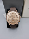 Emporio Armani Aviator Grey Dial Brown Leather Strap Watch For Men - AR11106