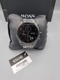 Hugo Boss Skymaster Chronograph Black Dial Black Steel Strap Watch for Men - 1513785