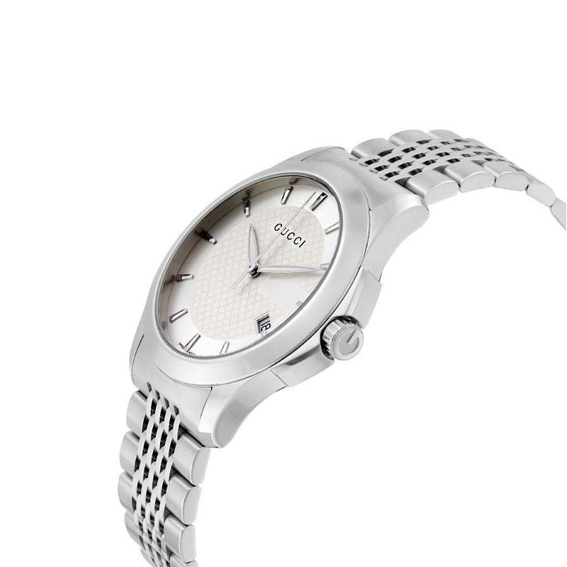 Gucci G Timeless Silver Dial Silver Steel Strap Watch For Men - YA126401