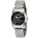 Gucci G Timeless Black Dial Silver Steel Strap Watch For Women - YA126502