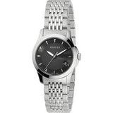 Gucci G Timeless Black Dial Silver Steel Strap Watch For Women - YA126502