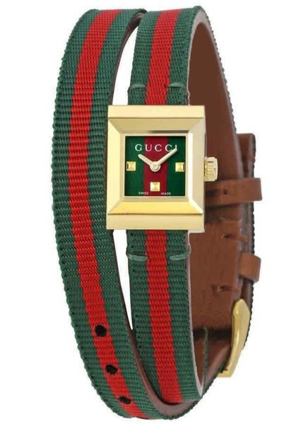 【 GUCCI 】 G-Frame Green and Red Dial Ladies Watch Gucci G-Frame Green and Red Women's Watch YA147408