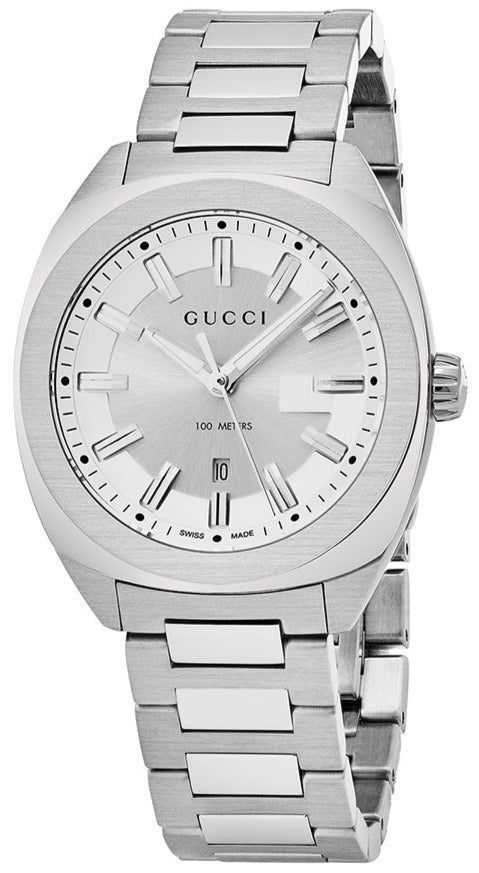 Gucci G Timeless GG2570 Silver Dial Silver Steel Strap Watch For 