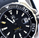 Tag Heuer Aquaracer Calibre 5 Automatic 41mm Black Dial Black Rubber Strap Watch for Men -  WAY211A.FT6151