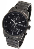 Hugo Boss Skymaster Chronograph Black Dial Black Steel Strap Watch for Men - 1513785