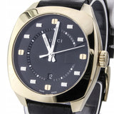 Gucci GG2570 Black Dial Black Leather Strap Watch For Men - YA142310