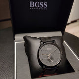 Hugo Boss Oxygen Black Dial Black Mesh Bracelet Watch for Men - 1513636