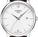 Tissot T Classic Tradition White Dial Brown Leather Strap Watch For Men - T063.610.16.037.00