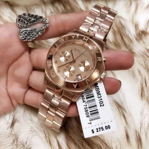 Marc Jacobs Blade Pink Dial Rose Gold Stainless Steel Strap Watch for Women