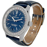 Breitling Navitimer Automatic 38mm Blue Dial Blue Leather Strap Mens Watch - A17325211C1P1