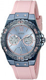 Guess Limelight Blue Dial Pink Rubber Strap Watch For Women - W0775L5