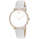 Movado Museum 70th Anniversary Special Edition White Dial White Leather Strap Watch For Women - 0607139