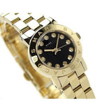 Marc Jacobs Amy Glitz Black Dial Gold Stainless Steel Strap Watch for Women - MBM3334