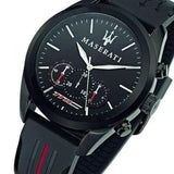 Maserati Traguardo Chronograph Black Dial Black Rubber Strap Watch For Men - R8871612004