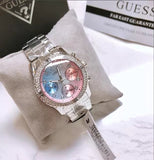 Guess Confetti Multicolored Dial Silver Steel Strap Watch For Women - W0774L1