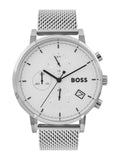 Hugo Boss Skymaster White Dial Silver Mesh Bracelet Watch for Men - 1513933