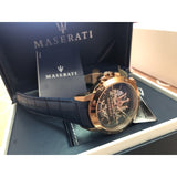 Maserati Automatic Blue Dial Blue Leather Strap Watch For Men - R8821119005