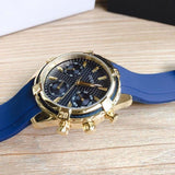 Guess Catalina Blue Gold Tone Blue Silicone Strap Watch For Women - W0562L2