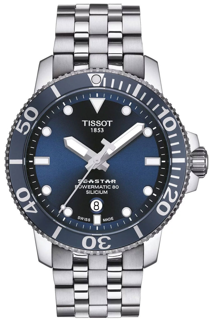 Tissot T Sport Seastar 1000 Powermatic Silicium Blue Dial Silver