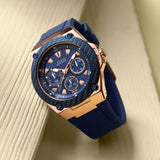 Guess Legacy Blue Dial Blue Silicone Strap Watch For Men - W1049G2