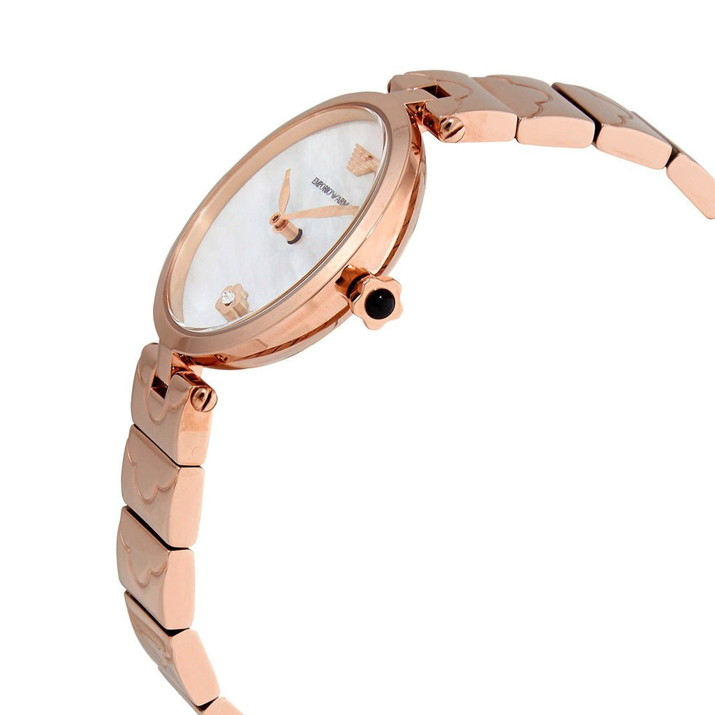 Emporio Armani Mother of Pearl Dial Rose Gold Steel Strap Watch For Women -  AR11236