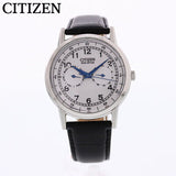 Citizen Eco Drive Silver Dial Black Leather Strap Watch For Men - AO9000-06B