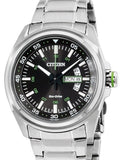 Citizen Eco Drive Urban Black Dial Silver Stainless Steel Watch For Men - AW0020-59EB