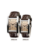 Emporio Armani Classic Beige Dial Brown Leather Strap Watch For Men - AR0154