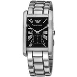 Emporio Armani Classic Black Dial Silver Stainless Steel Strap Watch For Men - AR0156