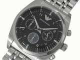 Emporio Armani Franco Black Dial Silver Steel Strap Watch For Men - AR0373