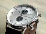 Emporio Armani Gianni White Dial Black Leather Strap Watch For Men - AR0385