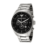 Emporio Armani Sportivo Chronograph Black Dial Silver Stainless Steel Watch For Men - AR0585