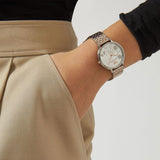 Emporio Armani Silver Sunray Dial Two Tone Steel Strap Watch For Women - AR11113