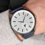 Emporio Armani Renato White DIal Blue Leather Strap Watch For Men - AR11119