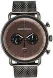 Emporio Armani Aviator Brown Dial Grey Mesh Bracelet Watch For Men - AR11141