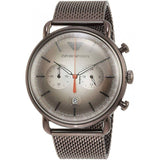 Emporio Armani Aviator Chronograph Grey Dial Brown Mesh Bracelet Watch For Men - AR11169