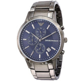 Emporio Armani Renato Chronograph Blue Dial Grey Steel Strap Watch For Men - A11215