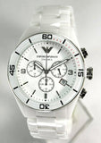 Emporio Armani Ceramic Chronograph White Dial White Ceramic Strap Watch For Men - AR1424