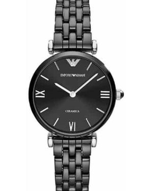 Emporio Armani Ceramica Black Dial Black Ceramic Strap Watch For Women - AR1487