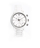 Emporio Armani Luigi Chronograph Ceramic White Dial White Ceramic Strap Watch For Men - AR1499