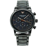 Emporio Armani Luigi Ceramic Chronograph Black Dial Black Strap Watch For Men - AR1509