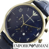 Emporio Armani Chronograph Midnight Blue Dial Blue Leather Strap Watch For Men - AR1862