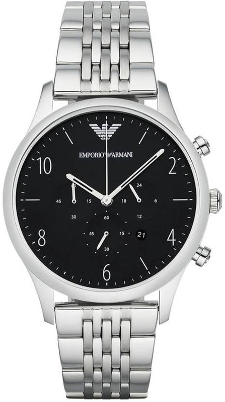 Emporio Armani Beta Chronograph Black Dial Steel Strap Watch For Men