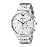 Emporio Armani Classic Chronograph Silver Dial Silver Steel Strap Watch For Men - AR1879