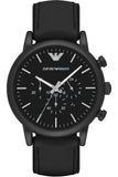 Emporio Armani Luigi Chronohraph Black Dial Black Leather Strap Watch For Men - AR1970