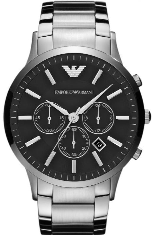 Emporio Armani AR2460 クロノグラフ Emporio Armani Sportivo Chronograph Black Dial Silver Steel