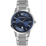 Emporio Armani Renato Blue Dial Silver Steel Strap Watch For Men - AR2477