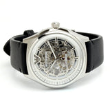 Emporio Armani Meccanico White Skeleton Dial Black Leather Strap Watch For Men - AR60003